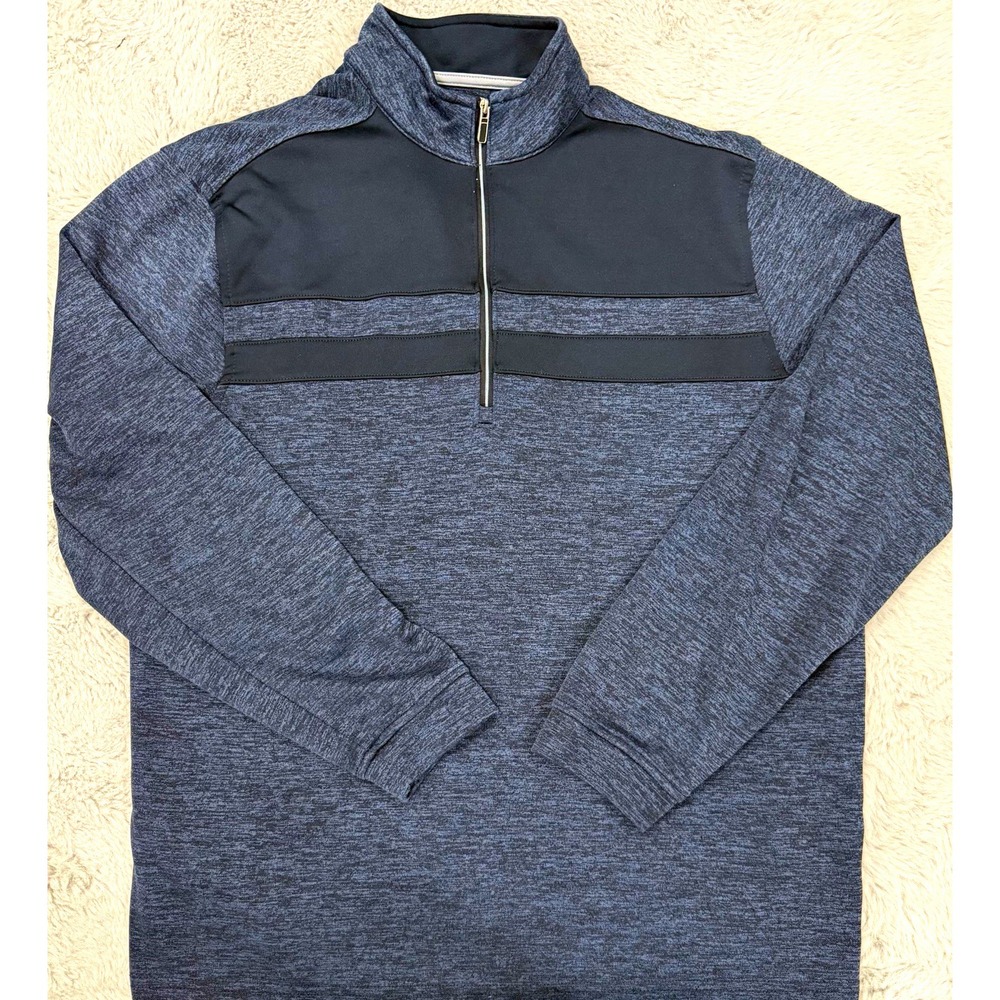 Bollé Quarter Zip Pullover Mock Neck Long Sleeve Blue Men's Medium
